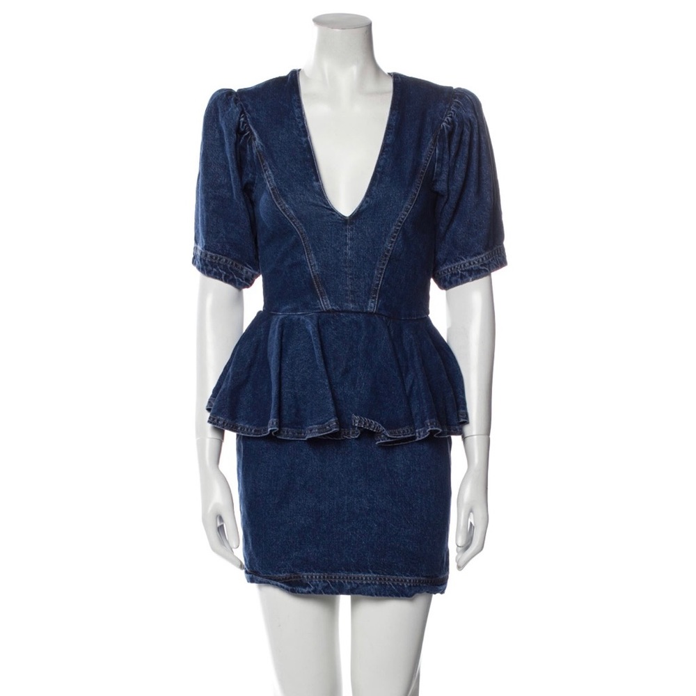 ROTATE Birger Christensen Peplum Denim Dress - Picture 4 of 6